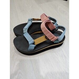 TEVA FLATFORM UNIVERSAL LIGHT MULTI COLOR PLATFORM SANDALS US 7